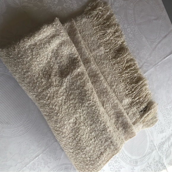 Steve Madden Girl Ivory/Gold Warm Winter Knitted Scarf One Size NWT Fringes - Picture 6 of 15